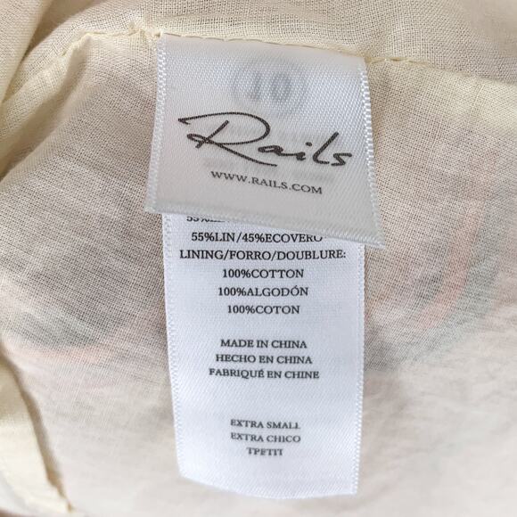 Rails Augustine Camino Stripe Cream Orange Purple Linen Blend Blouson Mini Dress - Picture 11 of 12